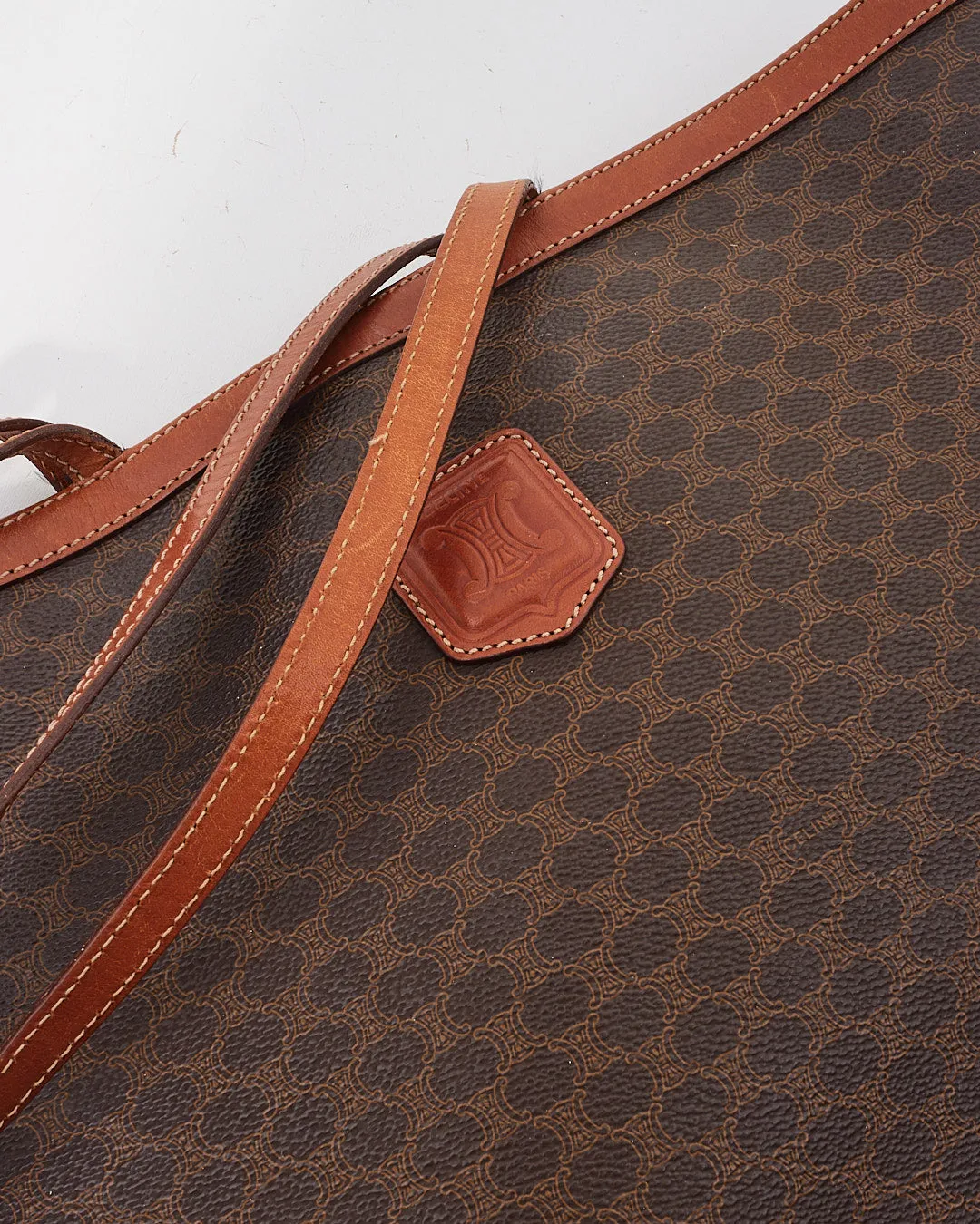 Celine Vintage Brown Monogram Print Tote Bag