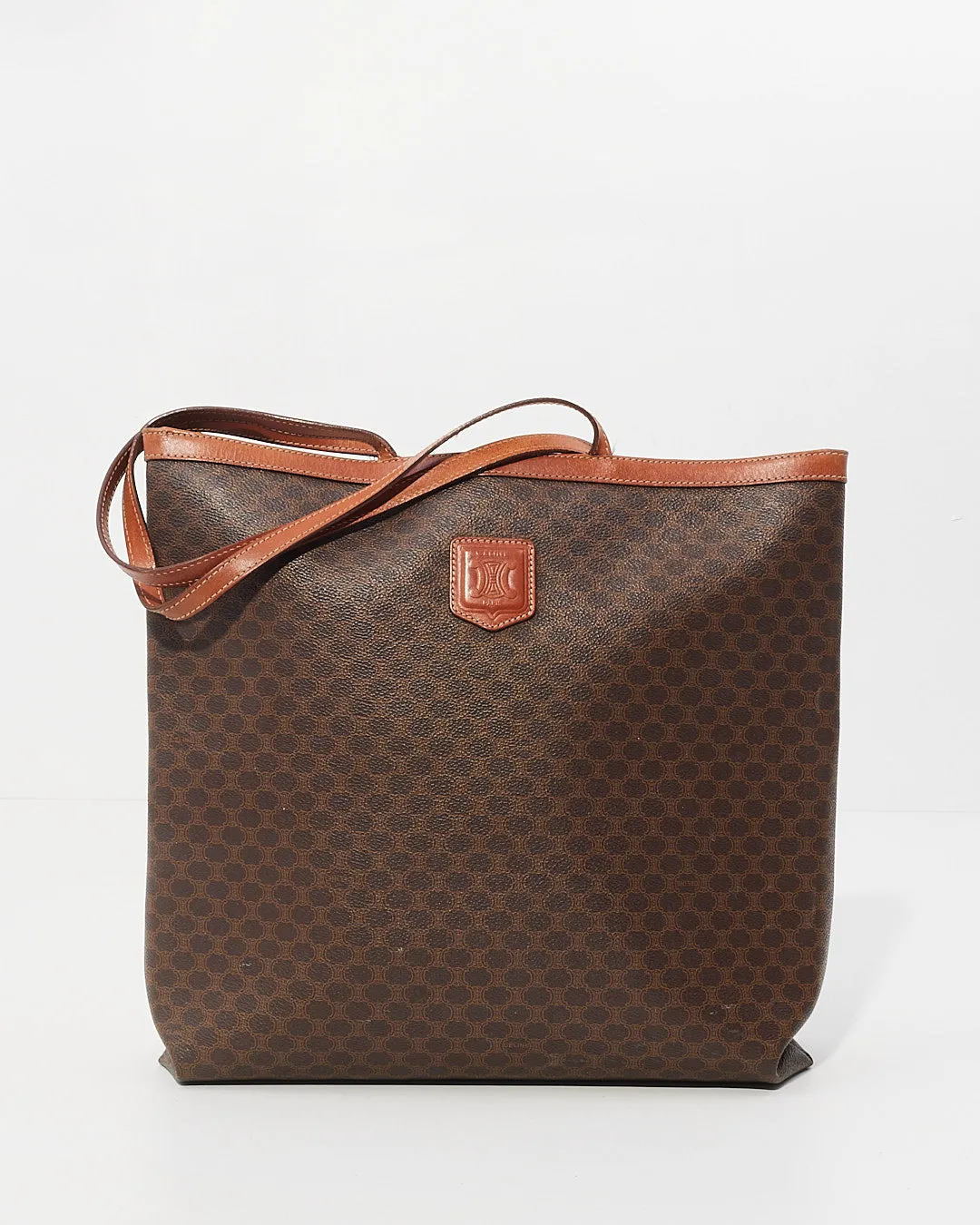 Celine Vintage Brown Monogram Print Tote Bag