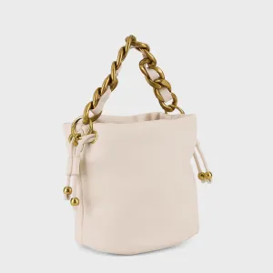 Chainlink Handle Bucket Sling Bag- White