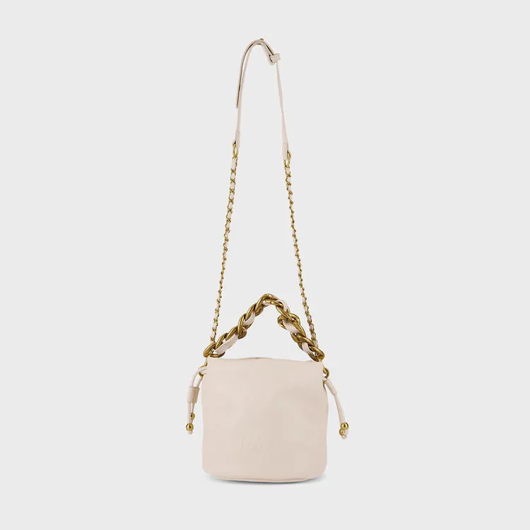 Chainlink Handle Bucket Sling Bag- White