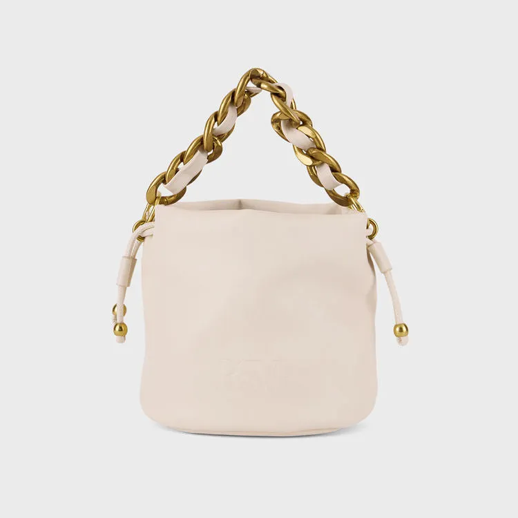 Chainlink Handle Bucket Sling Bag- White