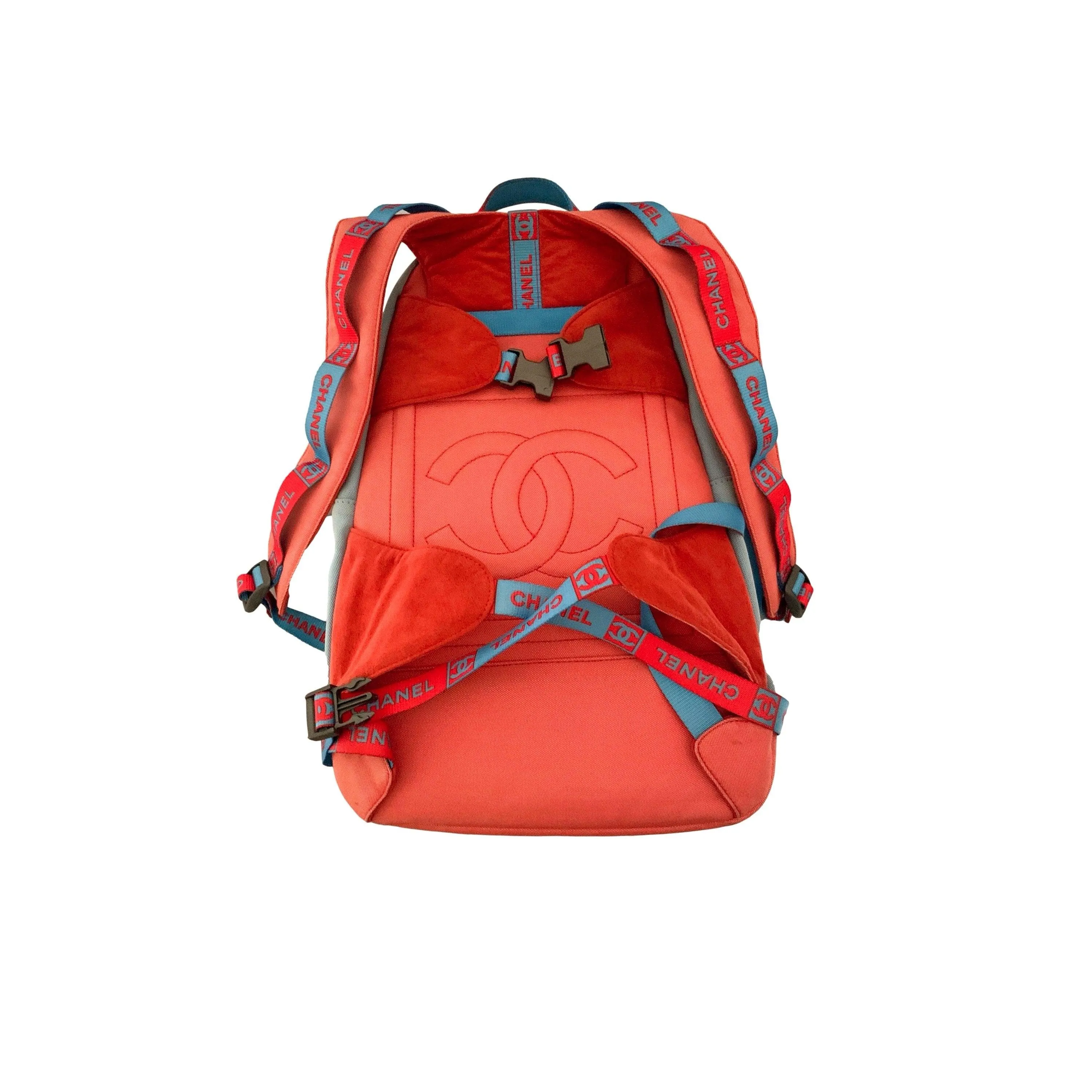 Chanel Baby Blue Multicolor Sport Logo Backpack