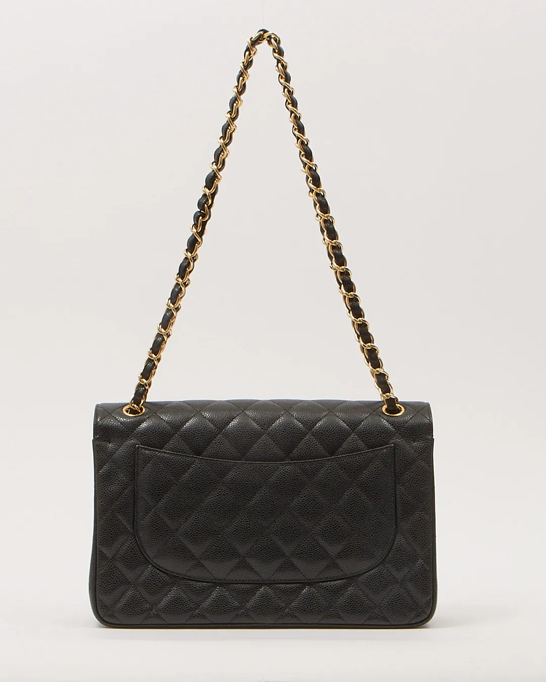 Chanel Black Caviar Quilted Jumbo Double Flap Bag GHW