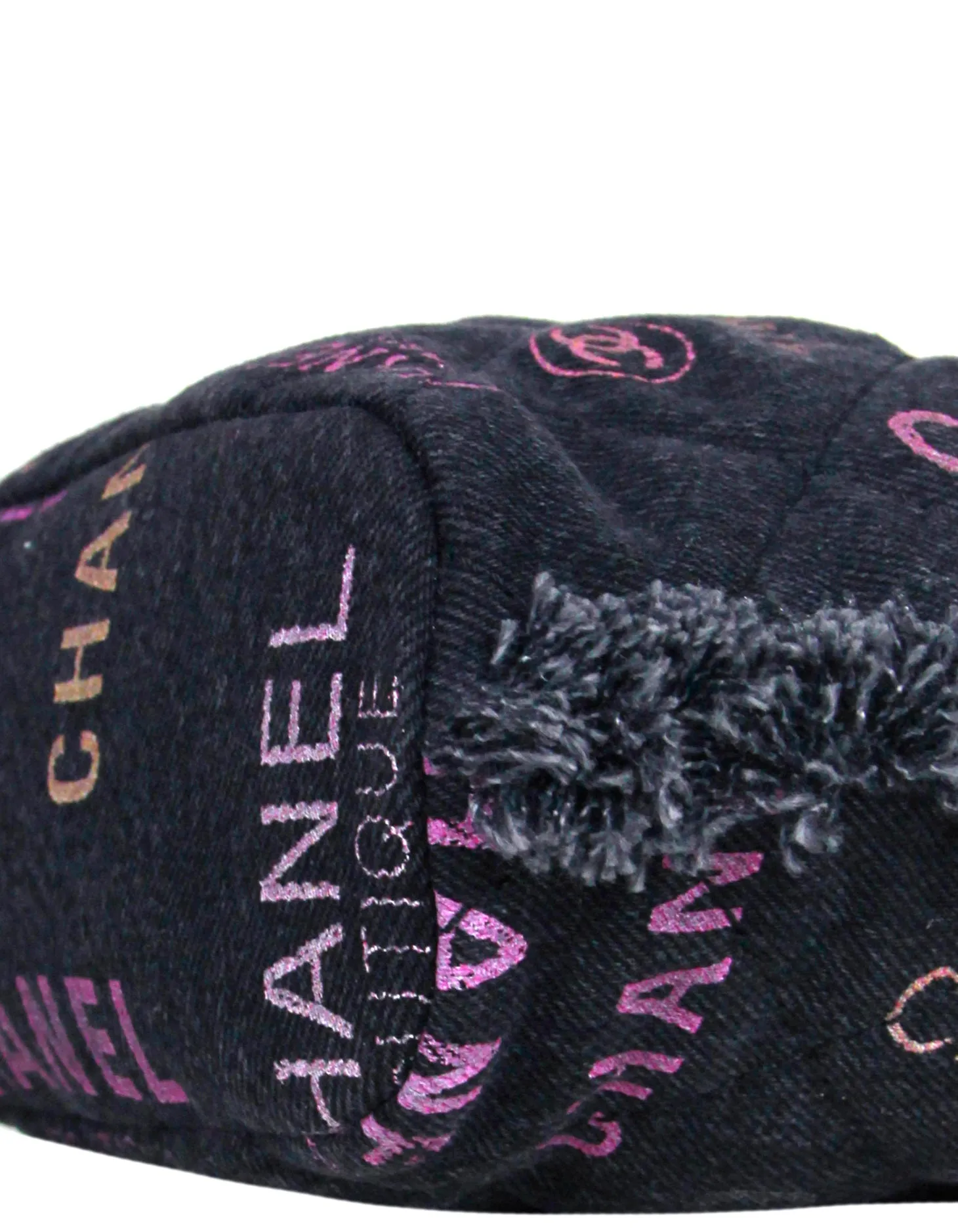 Chanel Black Denim Logo Quilted Mood Mini Bucket Crossbody Bag