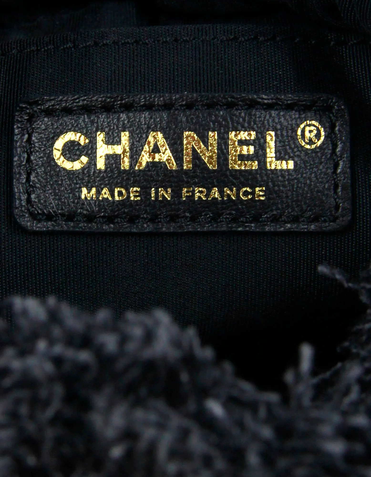Chanel Black Denim Logo Quilted Mood Mini Bucket Crossbody Bag