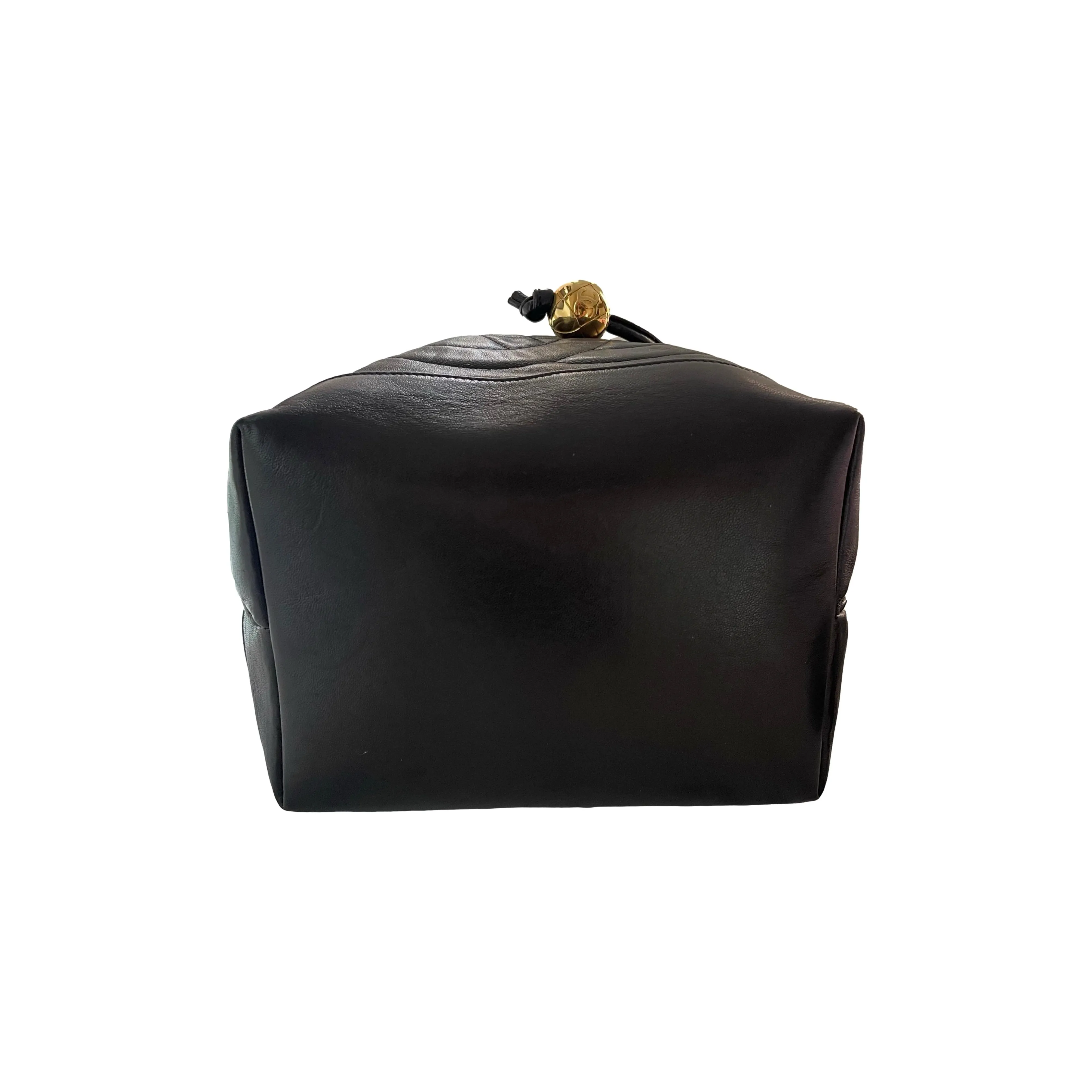 Chanel Black Logo Bucket Bag