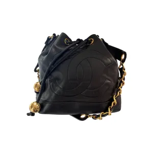 Chanel Black Logo Bucket Bag