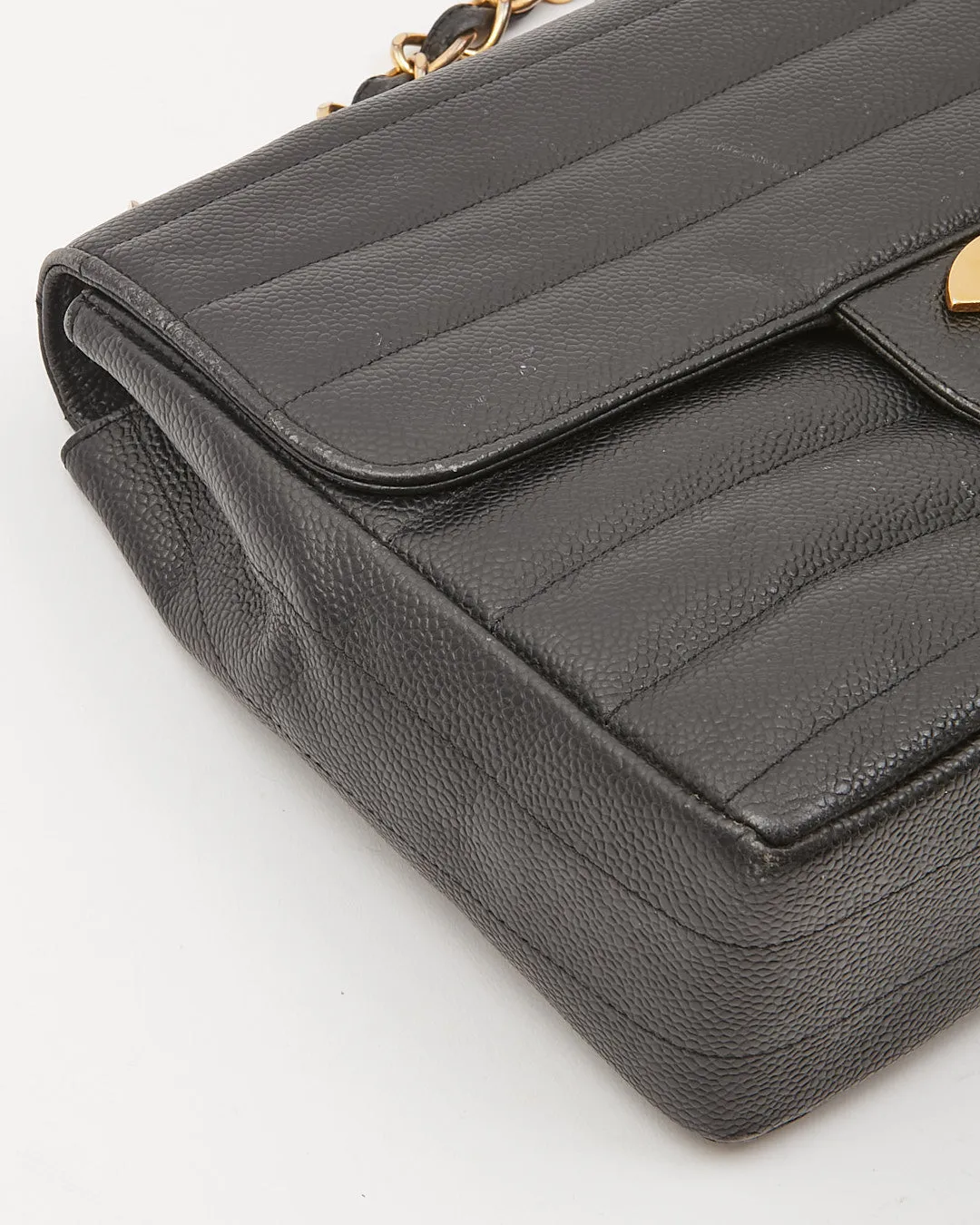 Chanel Black Vintage Caviar Vertical XL Jumbo Flap Bag
