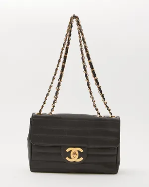 Chanel Black Vintage Caviar Vertical XL Jumbo Flap Bag