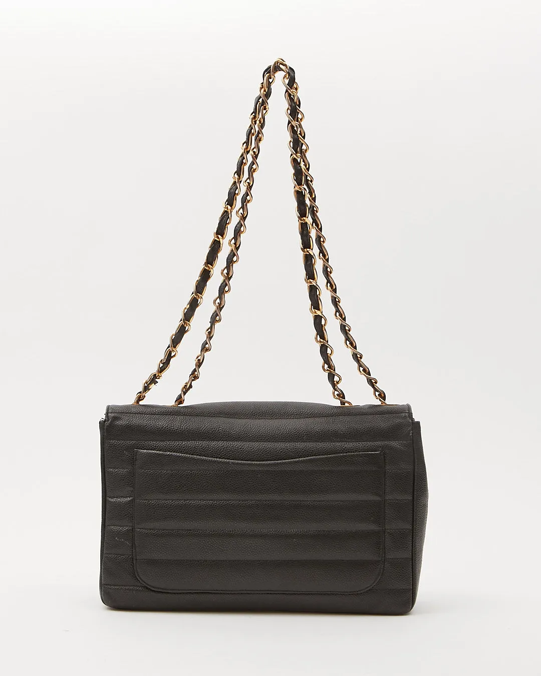 Chanel Black Vintage Caviar Vertical XL Jumbo Flap Bag
