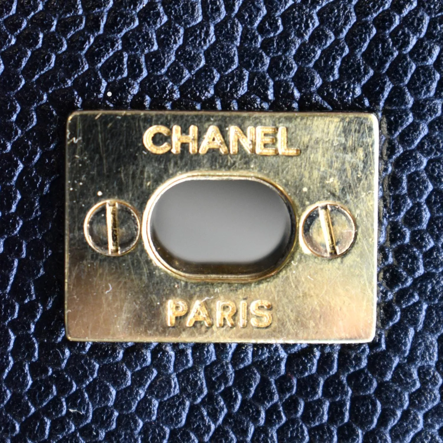 CHANEL Vintage CC Chain Caviar Leather Shopping Tote Bag Black