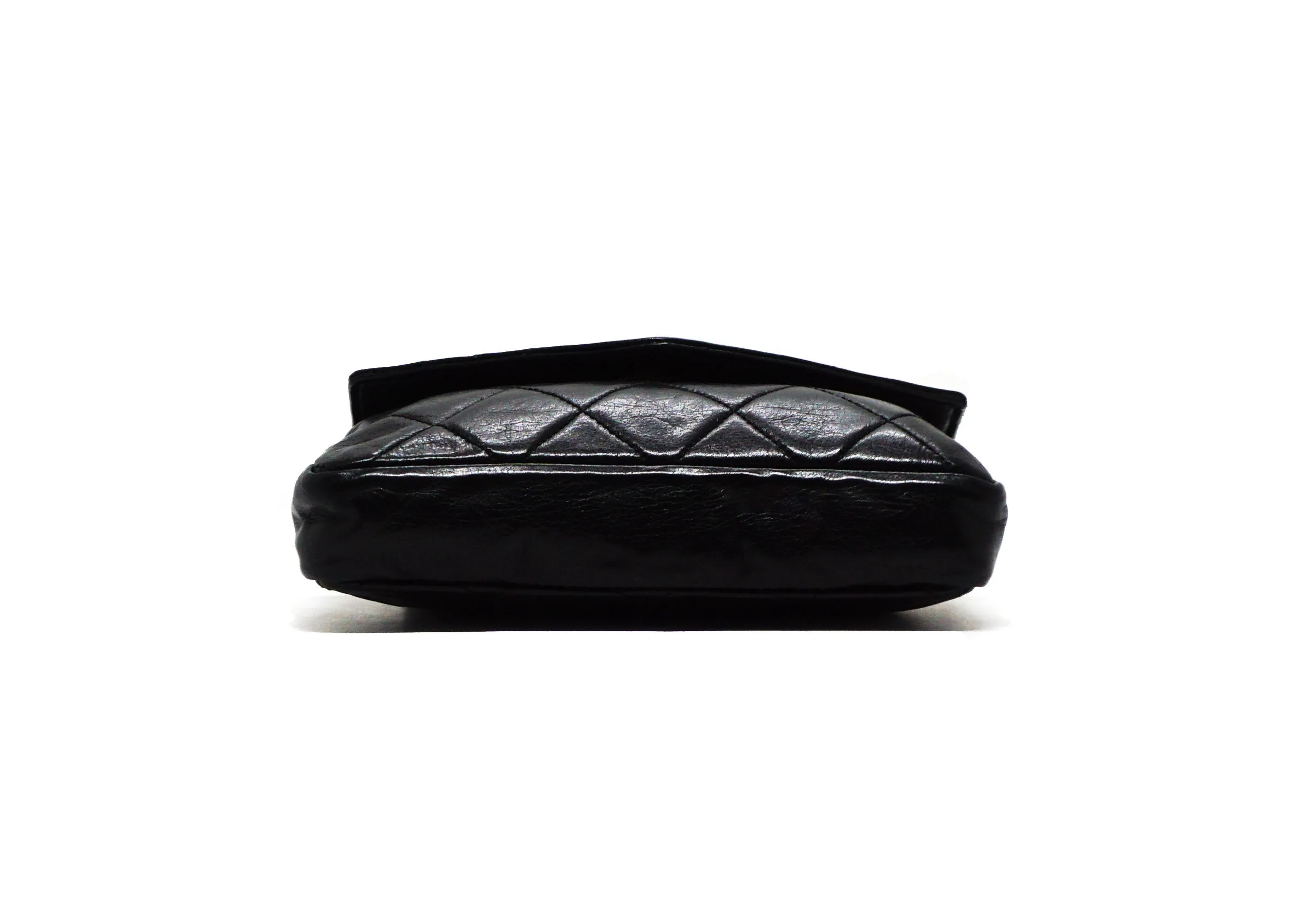 Chanel Vintage Rare Black Lambskin Belt Bag