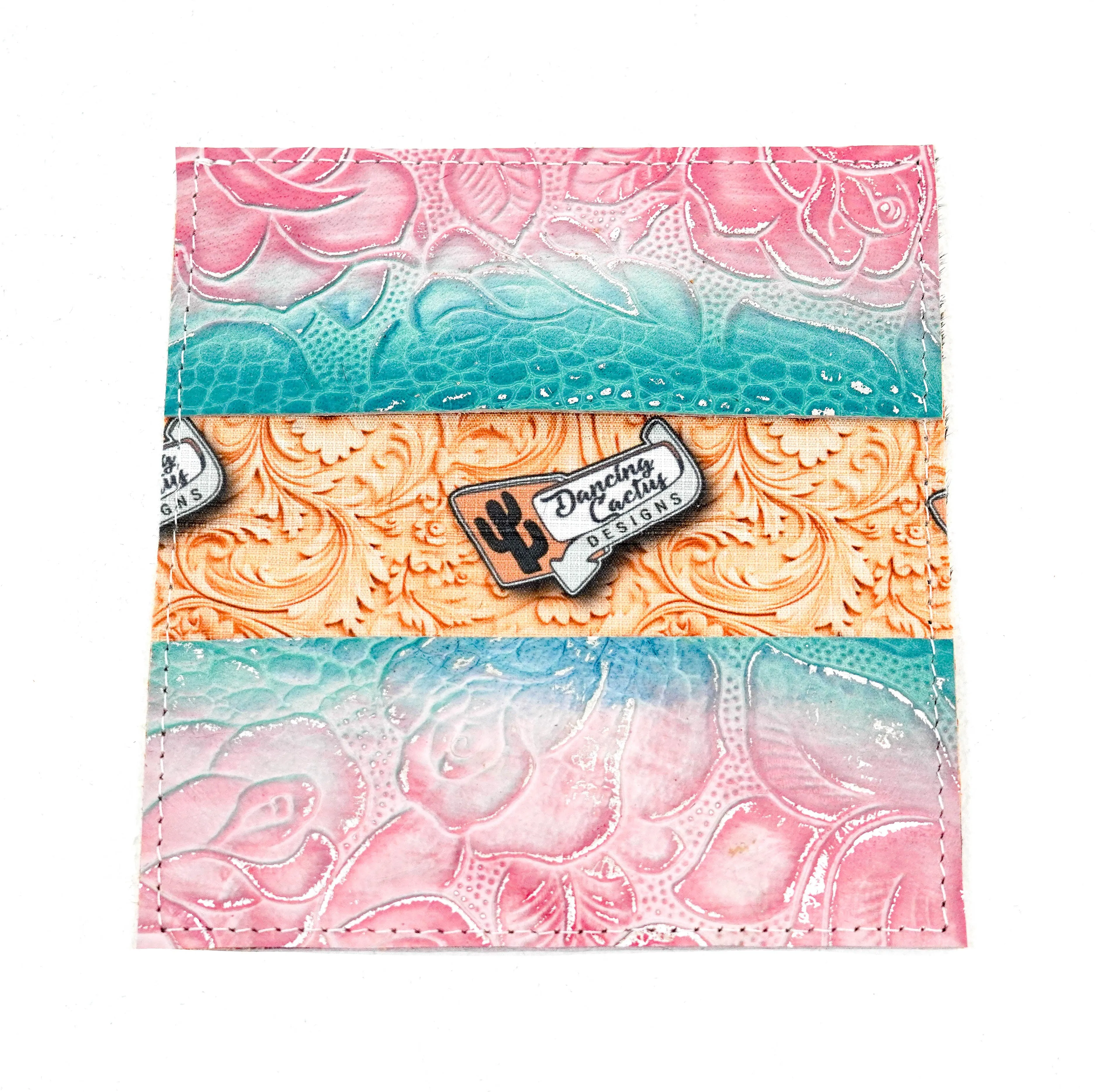 Checkbook Cover - Black & White w/ Pink Roses/Blue Croc
