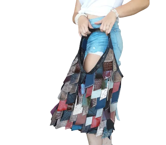 Chic Multi-Color Boho Shoulder Bag with Tassels | Trendy & Stylish