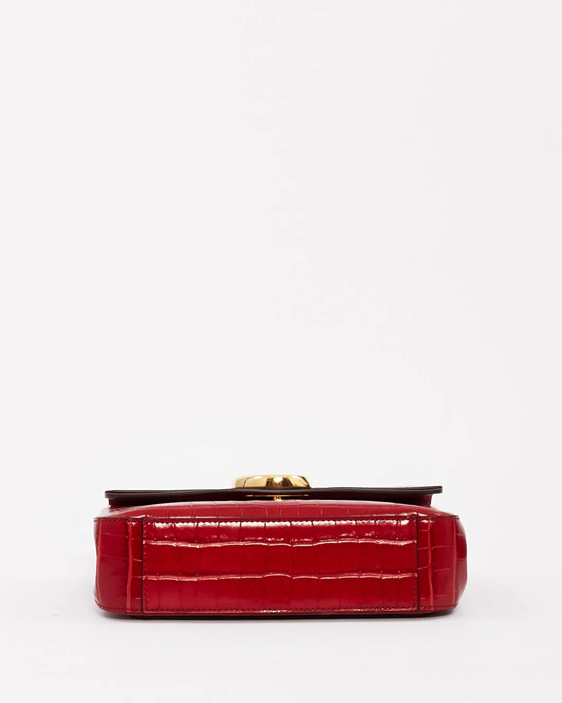 Chloé Red Croc Embossed Leather C Shoulder Bag