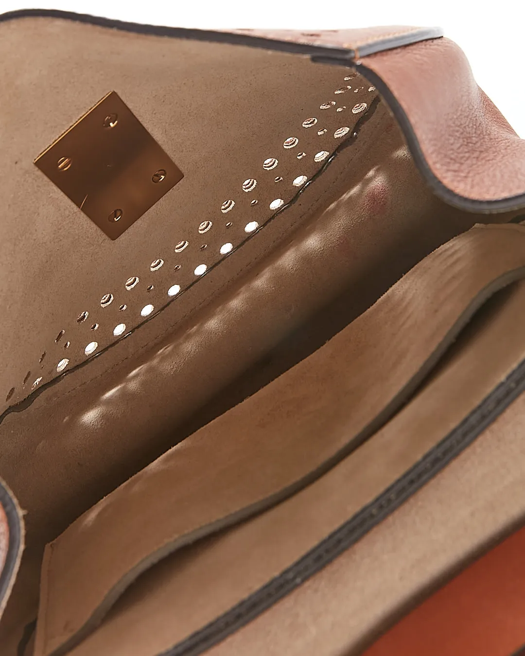Chloe Tan Leather Laser Cut Small Drew Crossbody Bag