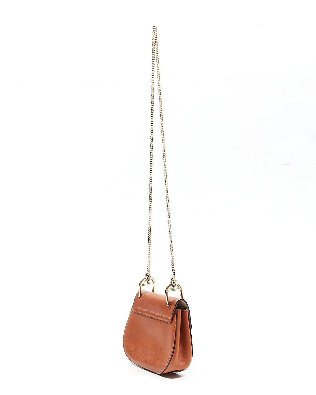 Chloe Tan Leather Laser Cut Small Drew Crossbody Bag