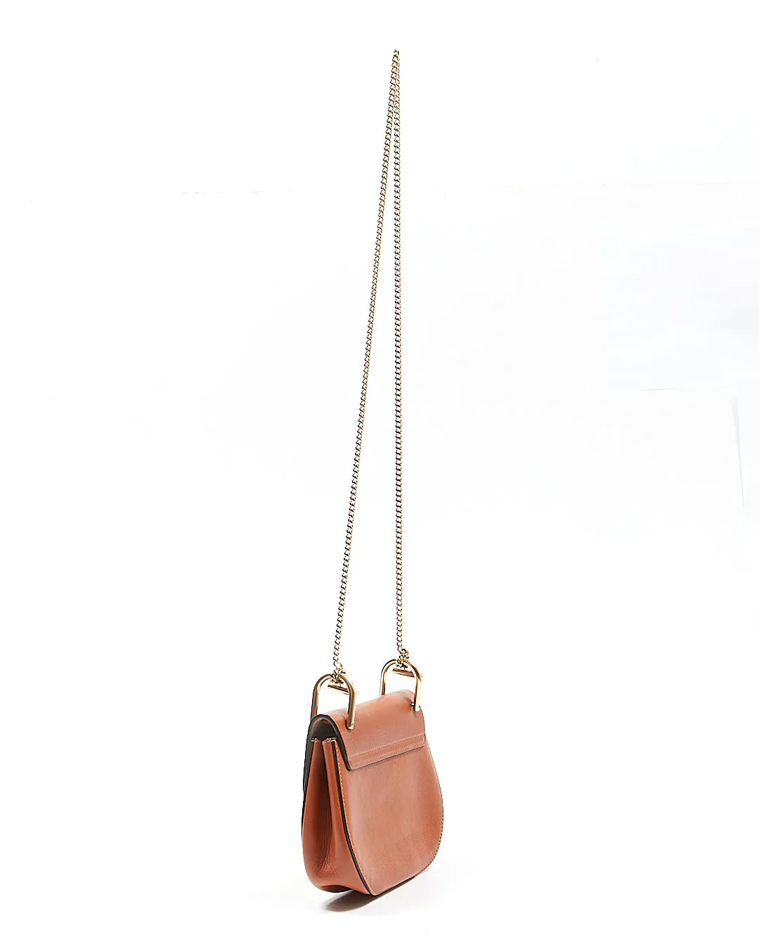 Chloe Tan Leather Laser Cut Small Drew Crossbody Bag