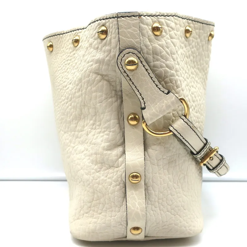 Christian Dior Bucket Bag Cream Grained Leather Small Shoulder Bag