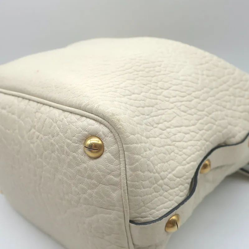 Christian Dior Bucket Bag Cream Grained Leather Small Shoulder Bag