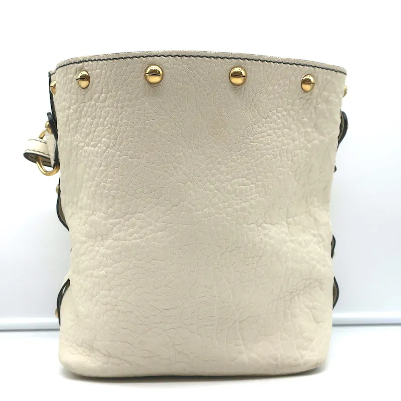 Christian Dior Bucket Bag Cream Grained Leather Small Shoulder Bag
