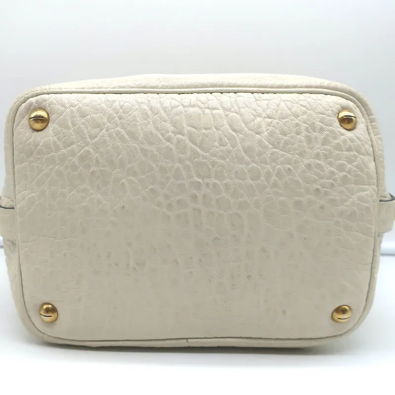Christian Dior Bucket Bag Cream Grained Leather Small Shoulder Bag