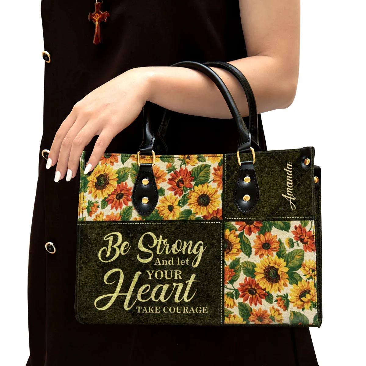 Christianart Designer Handbags, Be Strong And Let Your Heart Take Courage, Personalized Gifts, Gifts for Women.