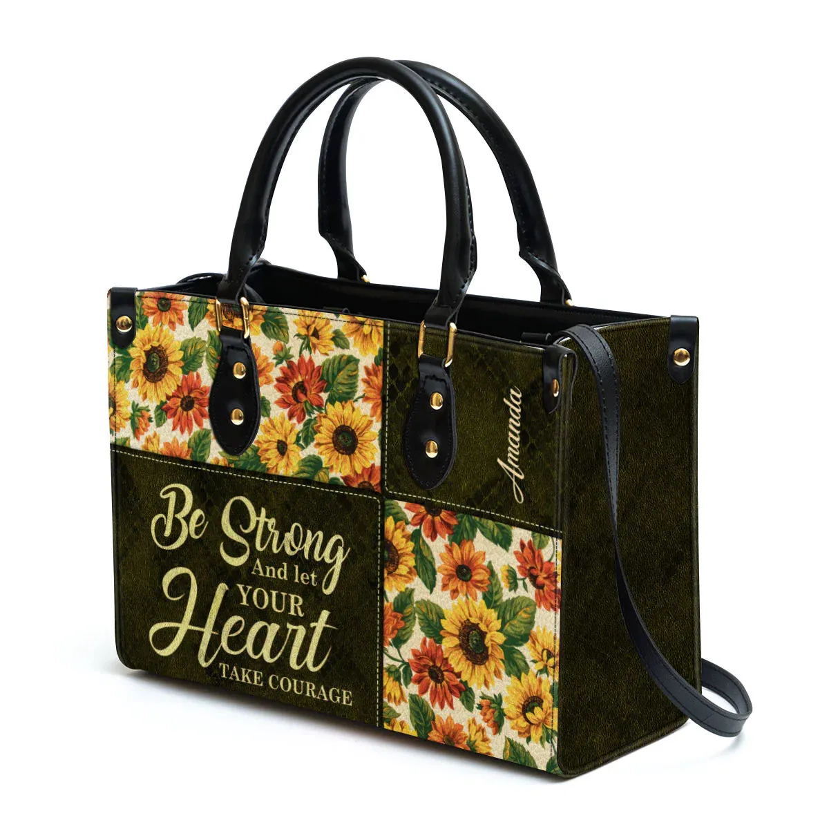 Christianart Designer Handbags, Be Strong And Let Your Heart Take Courage, Personalized Gifts, Gifts for Women.