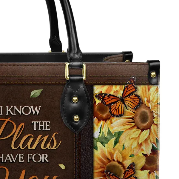 Christianart Designer Handbags, I Know The Plans I Have For You Jeremiah 29 11 Sunflower Butterfly, Personalized Gifts, Gifts for Women.