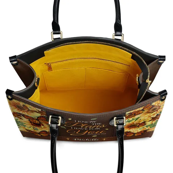 Christianart Designer Handbags, I Know The Plans I Have For You Jeremiah 29 11 Sunflower Butterfly, Personalized Gifts, Gifts for Women.