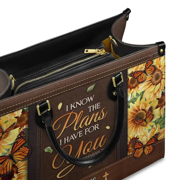 Christianart Designer Handbags, I Know The Plans I Have For You Jeremiah 29 11 Sunflower Butterfly, Personalized Gifts, Gifts for Women.