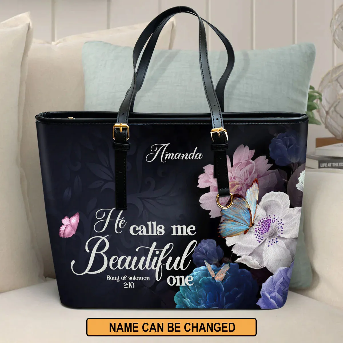 Christianart Handbag, Personalized Hand Bag, Solomon 2:10, He Calls Me Beautiful One, Personalized Gifts, Gifts for Women.