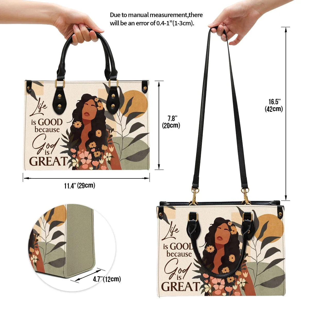 Christianartbag Handbag, Life Is Good Because God Is Great Pretty, Personalized Gifts, Gifts for Women, Christmas Gift.