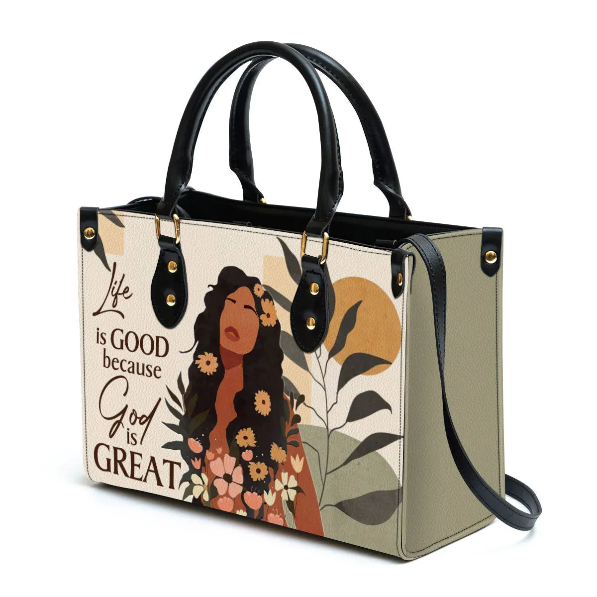 Christianartbag Handbag, Life Is Good Because God Is Great Pretty, Personalized Gifts, Gifts for Women, Christmas Gift.