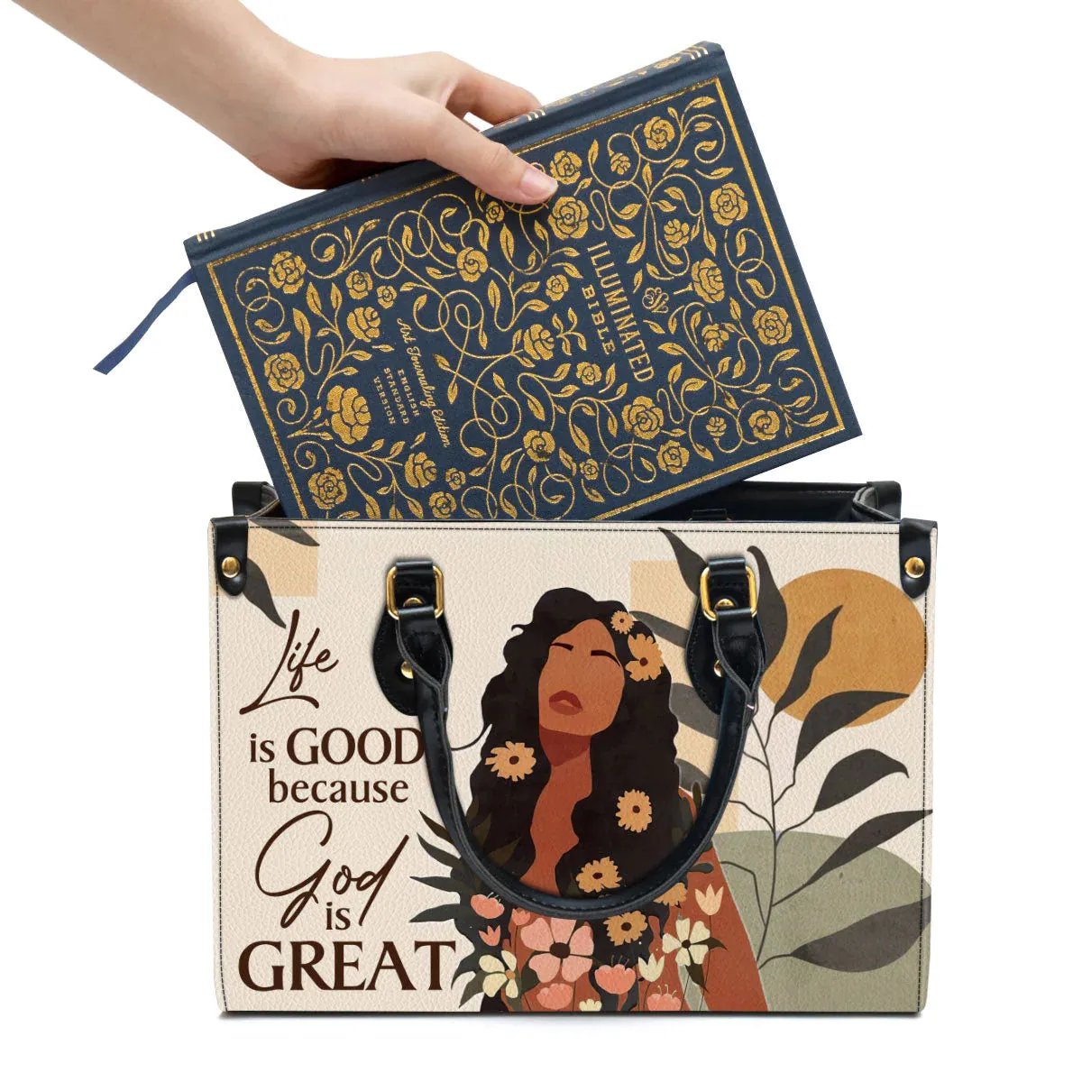 Christianartbag Handbag, Life Is Good Because God Is Great Pretty, Personalized Gifts, Gifts for Women, Christmas Gift.
