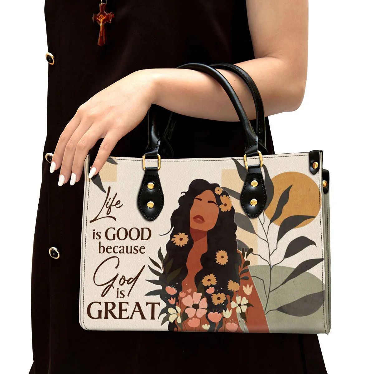 Christianartbag Handbag, Life Is Good Because God Is Great Pretty, Personalized Gifts, Gifts for Women, Christmas Gift.