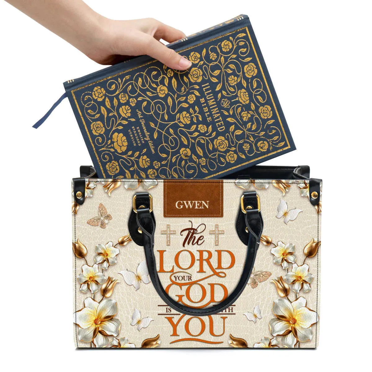 Christianartbag Handbag, The Lord Your God Is With You Awesome, Personalized Gifts, Gifts for Women, Christmas Gift.