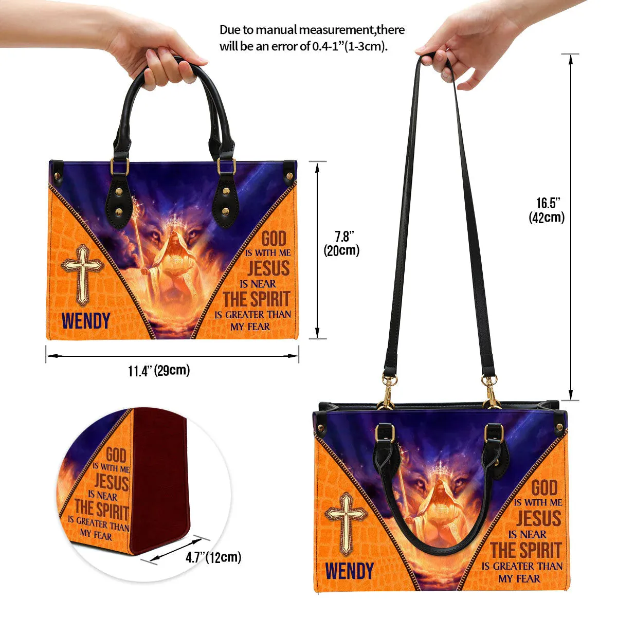 Christianartbag Handbag, The Spirit Is Greater Than My Fear, Personalized Gifts, Gifts for Women, Christmas Gift.