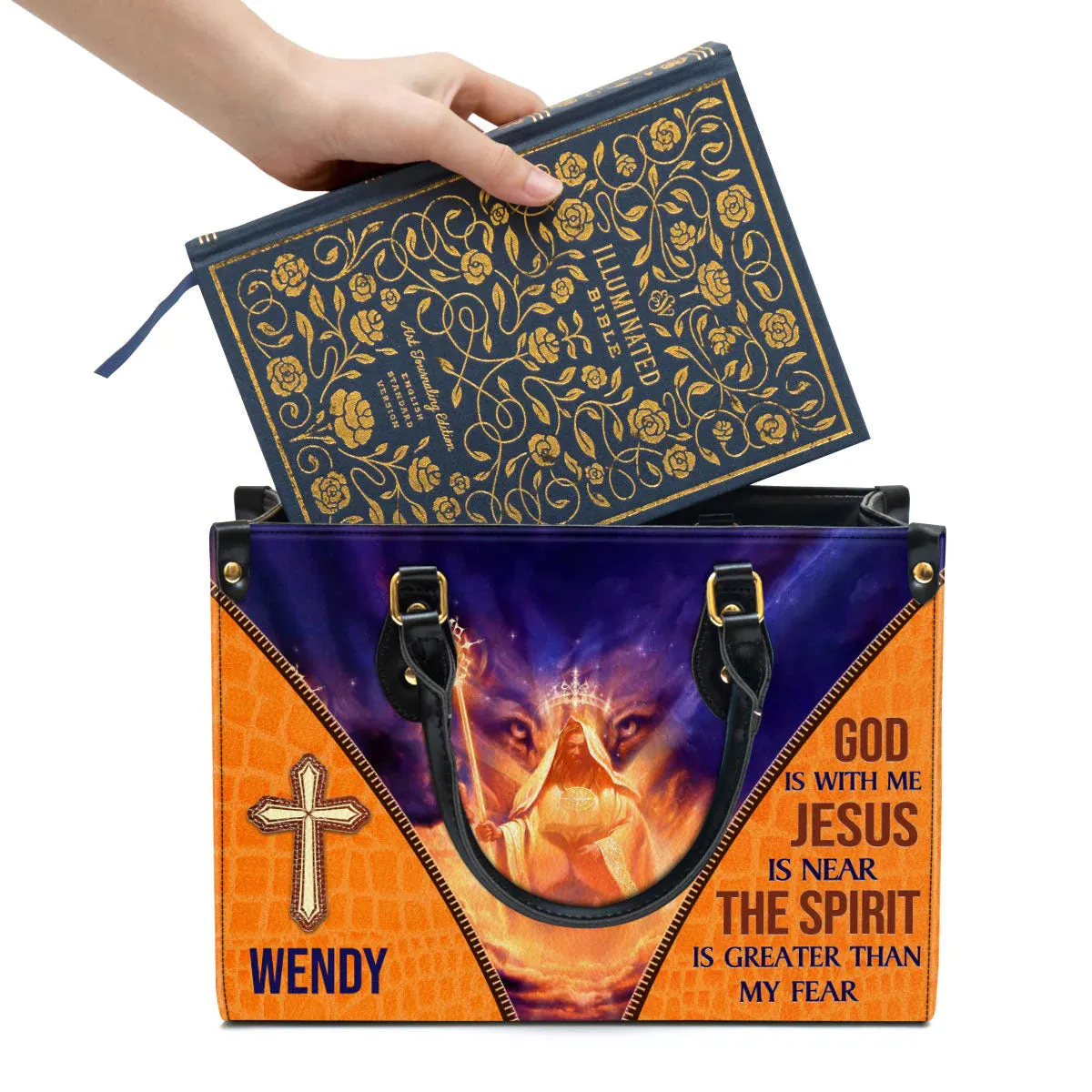 Christianartbag Handbag, The Spirit Is Greater Than My Fear, Personalized Gifts, Gifts for Women, Christmas Gift.
