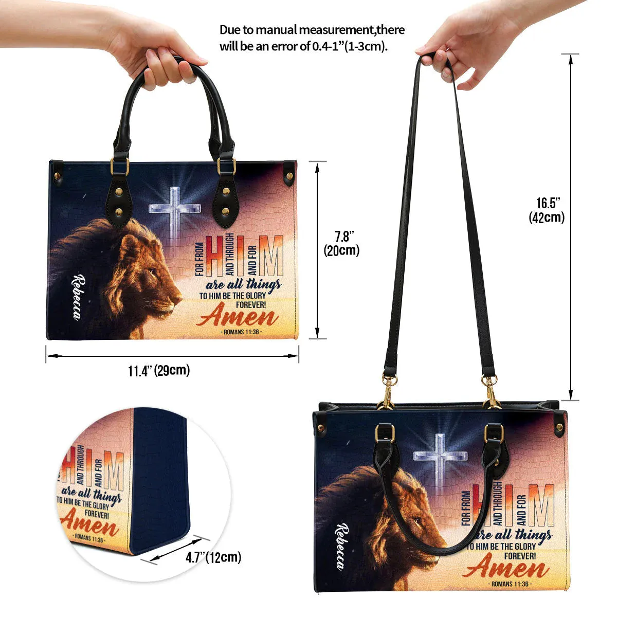 Christianartbag Handbag, To Him Be The Glory Forever, Personalized Gifts, Gifts for Women, Christmas Gift.