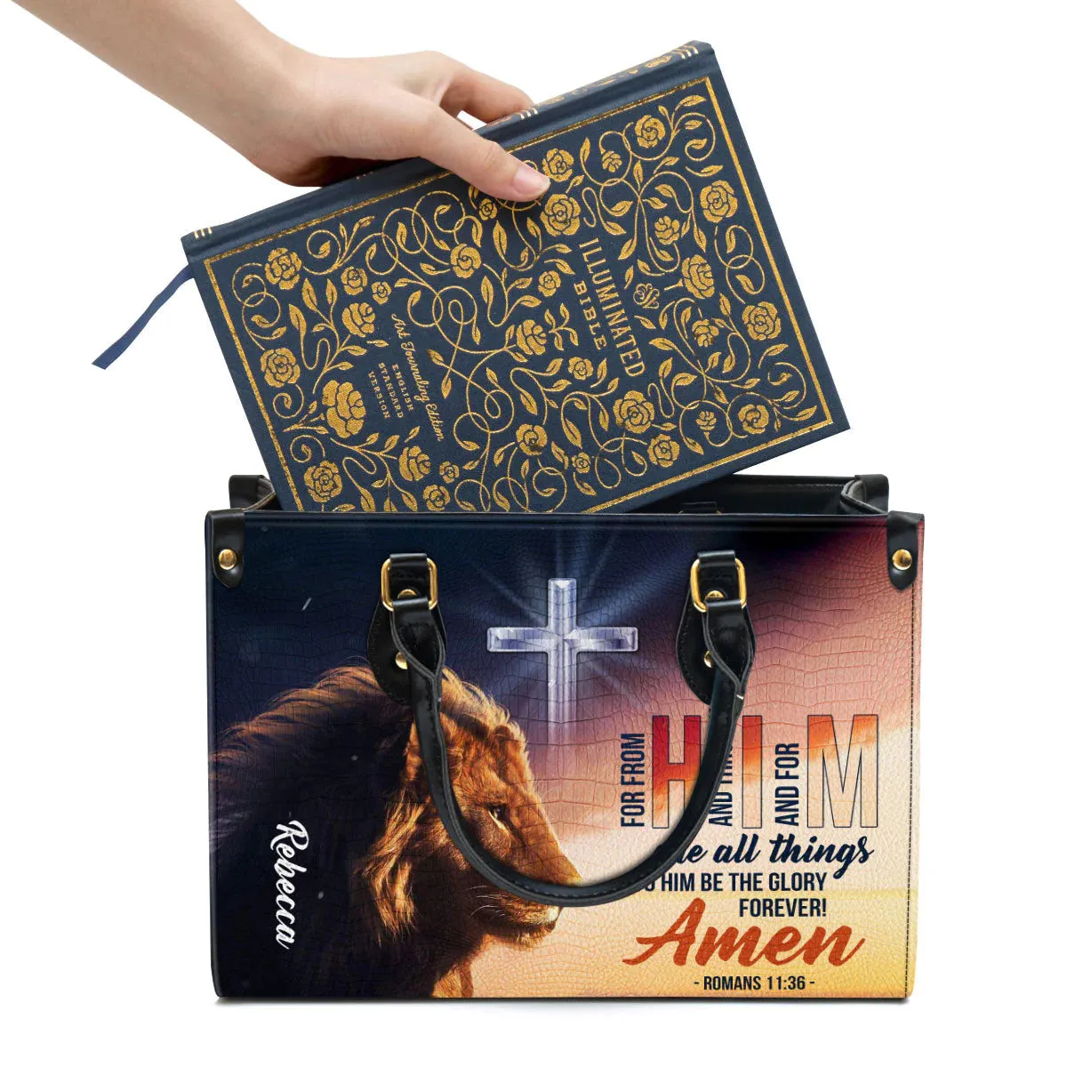 Christianartbag Handbag, To Him Be The Glory Forever, Personalized Gifts, Gifts for Women, Christmas Gift.