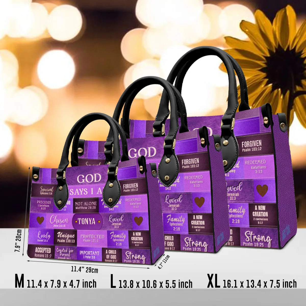 Christianartbag Handbags, God Says You Are Leather Handbag Purple, Personalized Bags, Gifts for Women, Christmas Gift, CABLTB02220923.