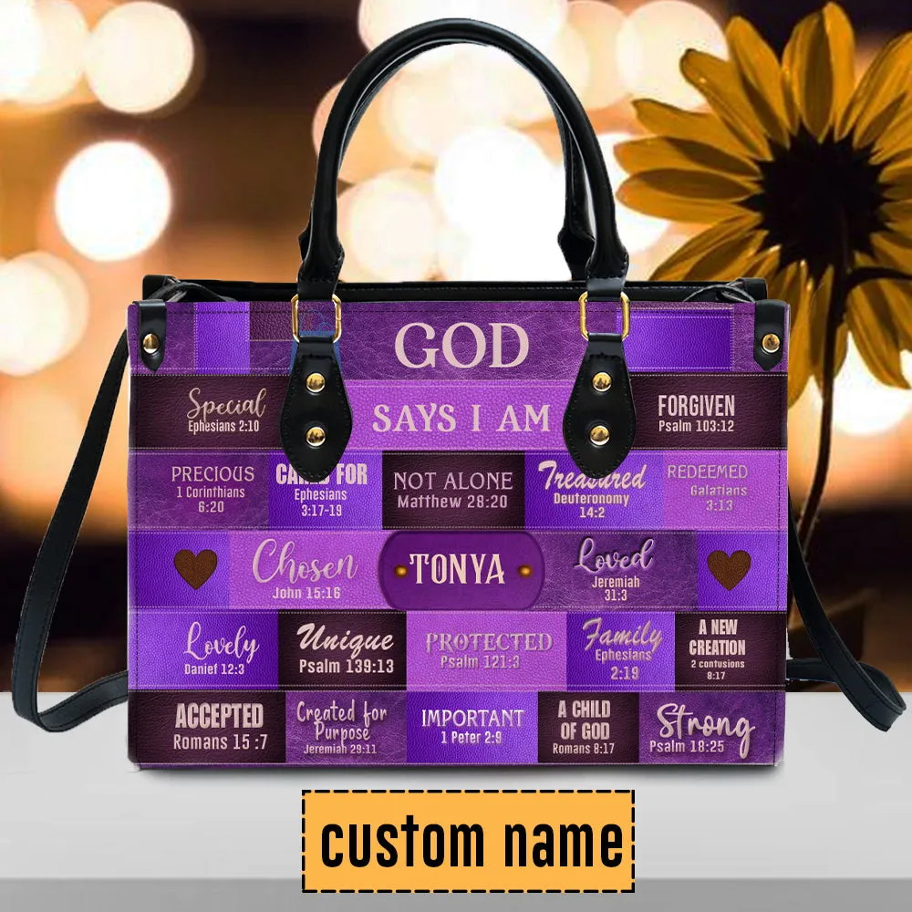 Christianartbag Handbags, God Says You Are Leather Handbag Purple, Personalized Bags, Gifts for Women, Christmas Gift, CABLTB02220923.