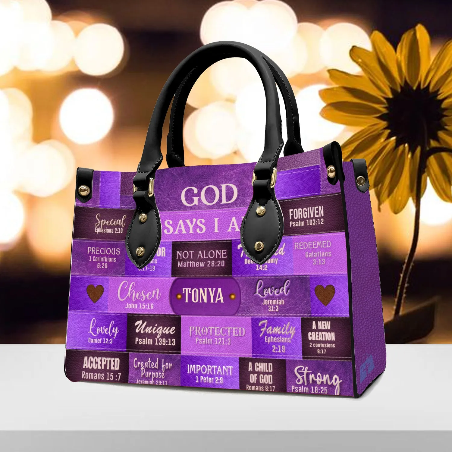 Christianartbag Handbags, God Says You Are Leather Handbag Purple, Personalized Bags, Gifts for Women, Christmas Gift, CABLTB02220923.