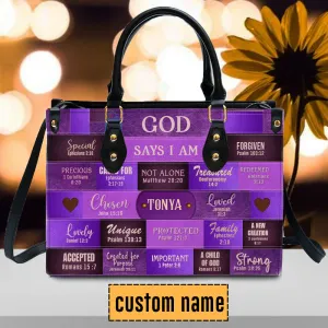 Christianartbag Handbags, God Says You Are Leather Handbag Purple, Personalized Bags, Gifts for Women, Christmas Gift, CABLTB02220923.