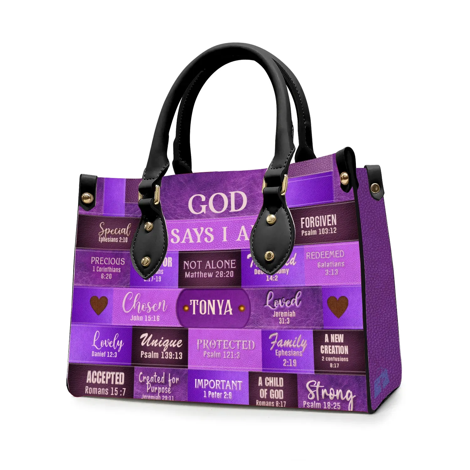 Christianartbag Handbags, God Says You Are Leather Handbag Purple, Personalized Bags, Gifts for Women, Christmas Gift, CABLTB02220923.