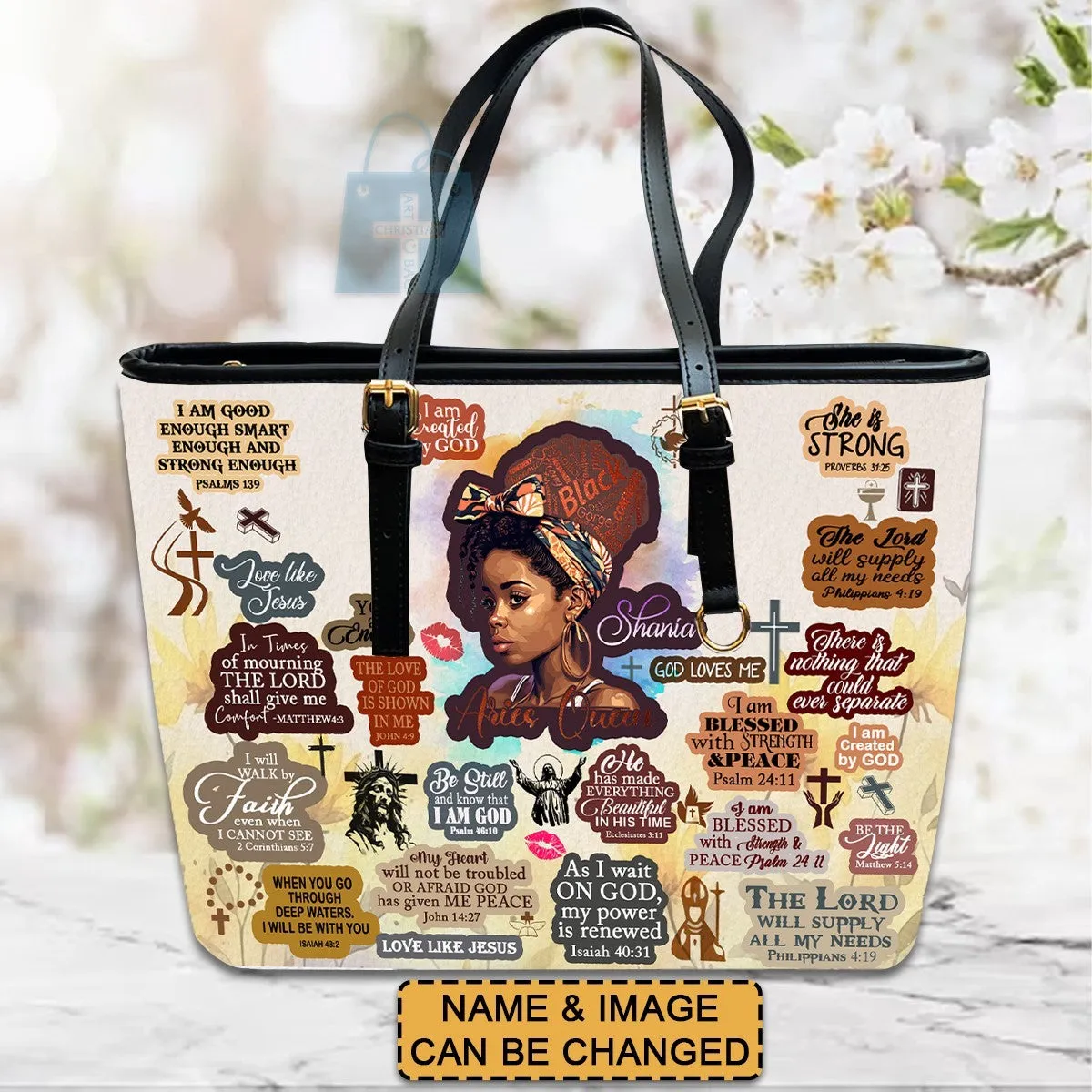 Christianartbag Handbags, Personalized Designs with Women of Color, Bible Verses, and Zodiac Signs – Add Your Name for a Unique Touch, Handbag Design, Black Women Leather Handbag, Gifts for Women, CABLTB01191223.
