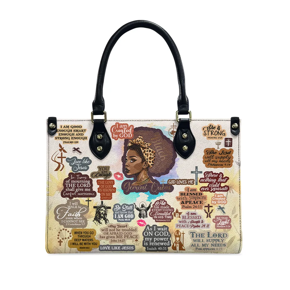 Christianartbag Handbags, Personalized Designs with Women of Color, Bible Verses, and Zodiac Signs – Add Your Name for a Unique Touch, Handbag Design, Black Women Leather Handbag, Gifts for Women, CABLTB01191223.