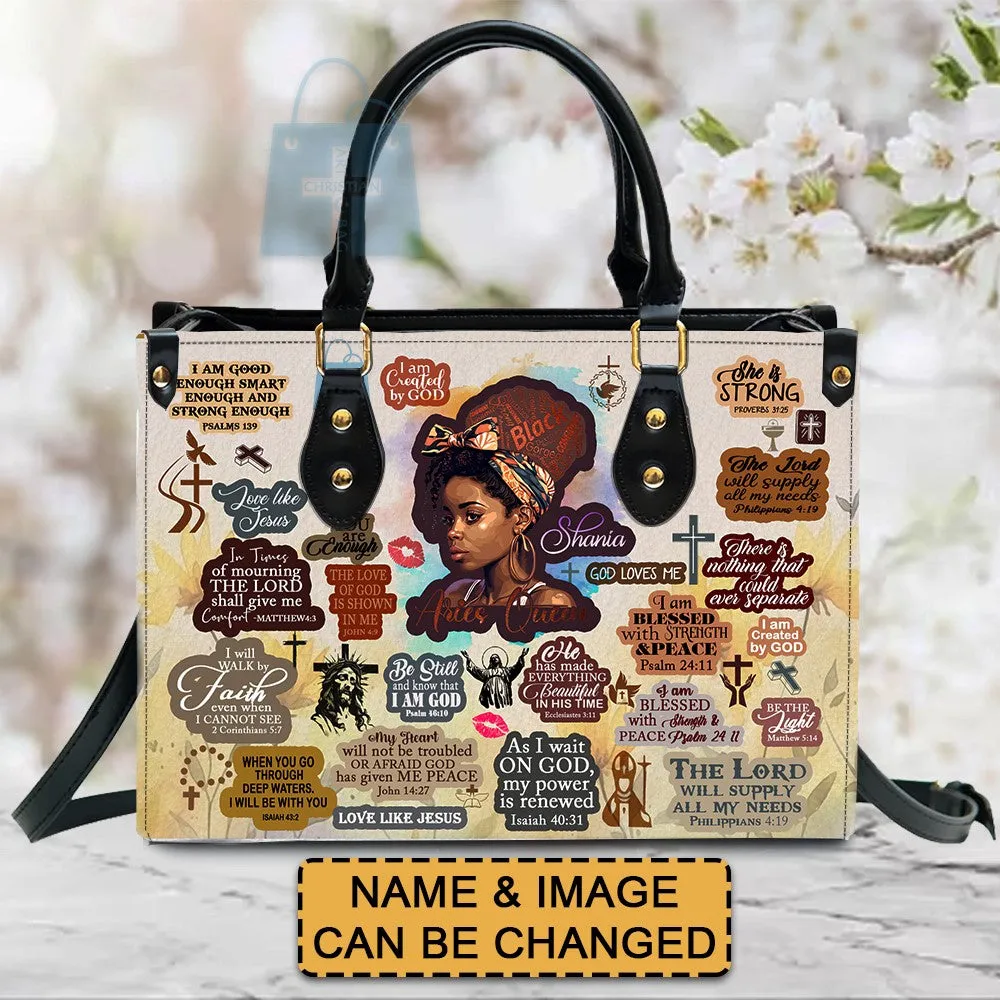 Christianartbag Handbags, Personalized Designs with Women of Color, Bible Verses, and Zodiac Signs – Add Your Name for a Unique Touch, Handbag Design, Black Women Leather Handbag, Gifts for Women, CABLTB01191223.