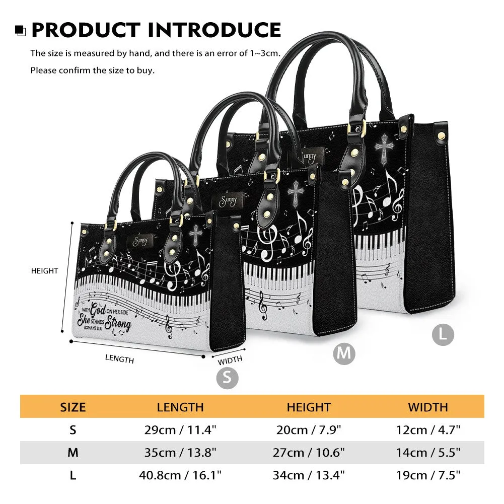 Christianartbag Handbags, With God on her side, she stands strong Romans 8 31, Handbag Design, Monogram Leather Handbag, Gifts for Women, CABLTB0122225